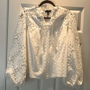 NWT AQUA white eyelet blouse